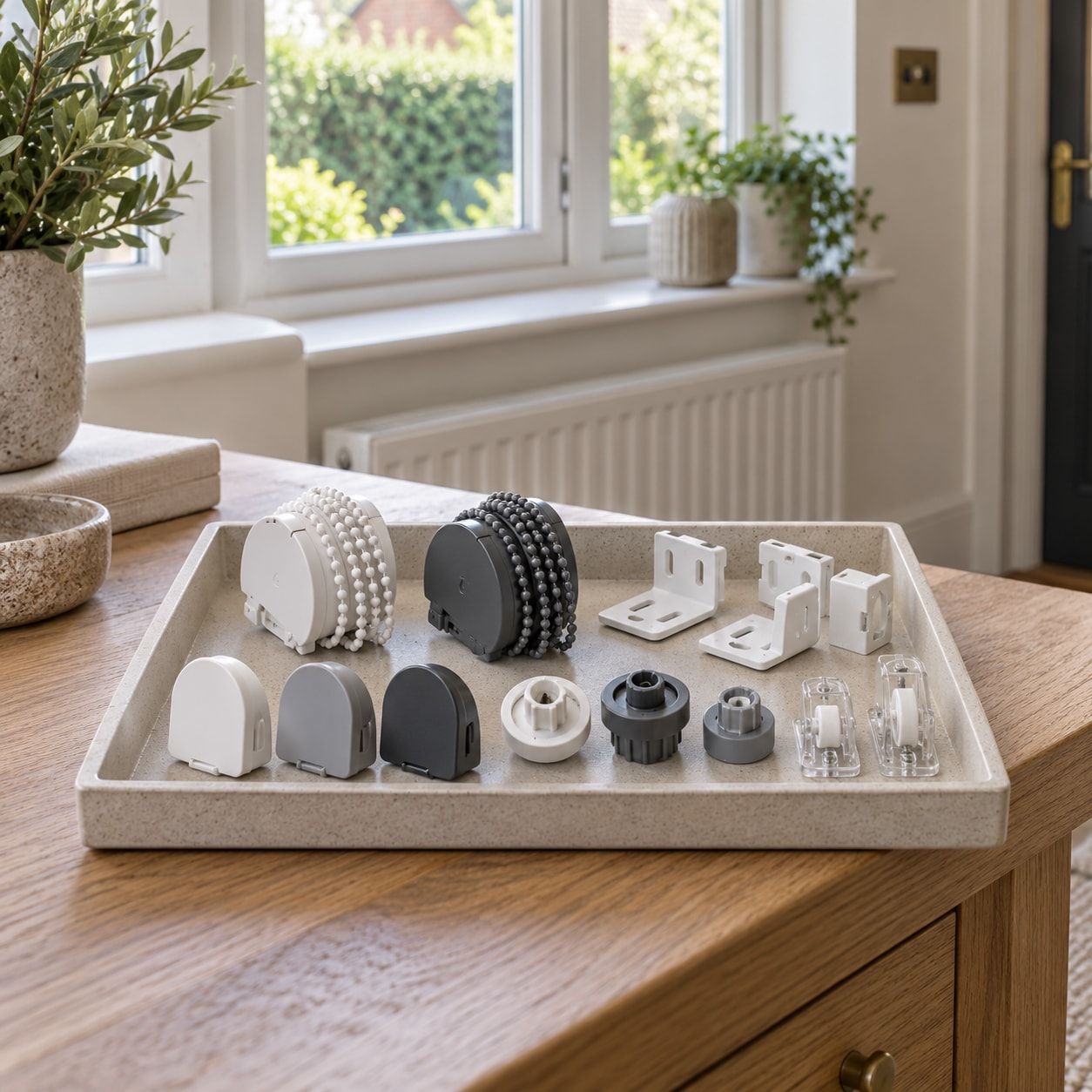 Blind spare parts in a tray