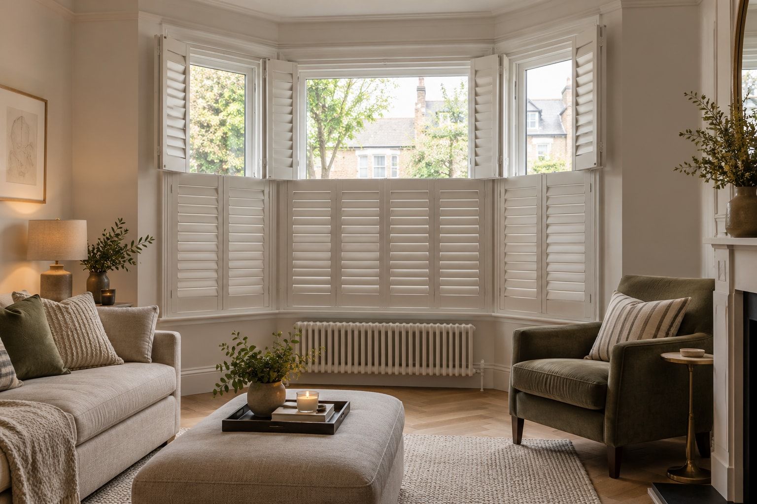 Tier-on-tier shutters with the top panels open